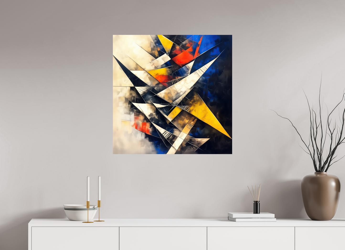 30 x 30″, Fine Art Print On Aluminum Dibond Abstract Triangles