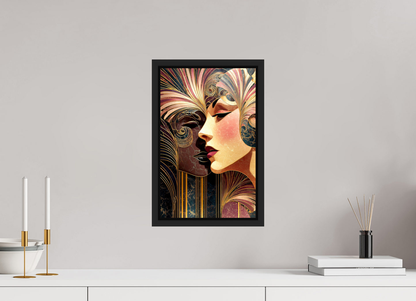 10 x 15.7″, Fine Art Print on Aluminum Dibond with Boarder Art Deco Women