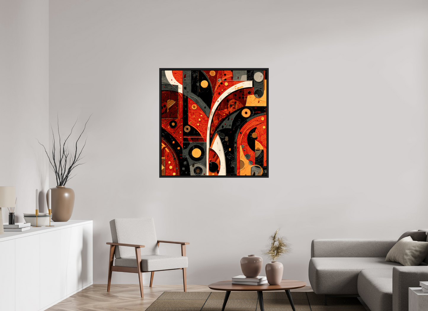 40 x 40″, Fine Art Print on Aluminum Dibond with Boarder Abstract Chaos