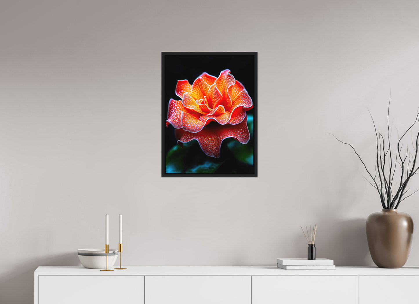 18 x 24″, Photo Print on Aluminum Backing with boarder Orange Flower