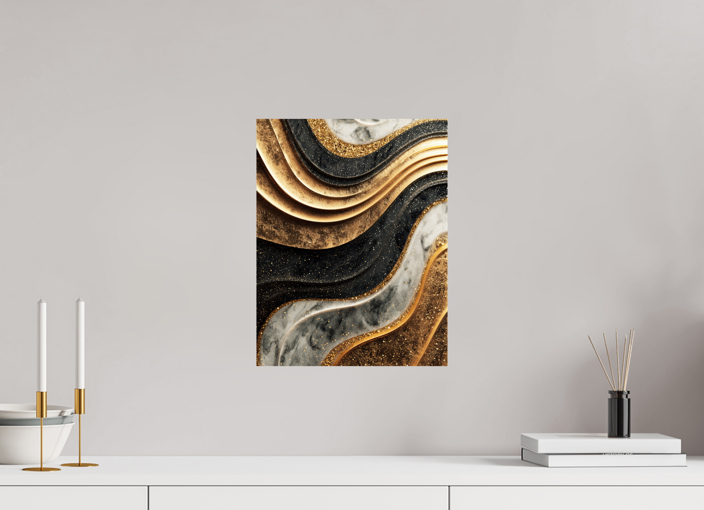 12 x 15.6″, Fine Art Print On Aluminum Dibond Gold Marble Swirl