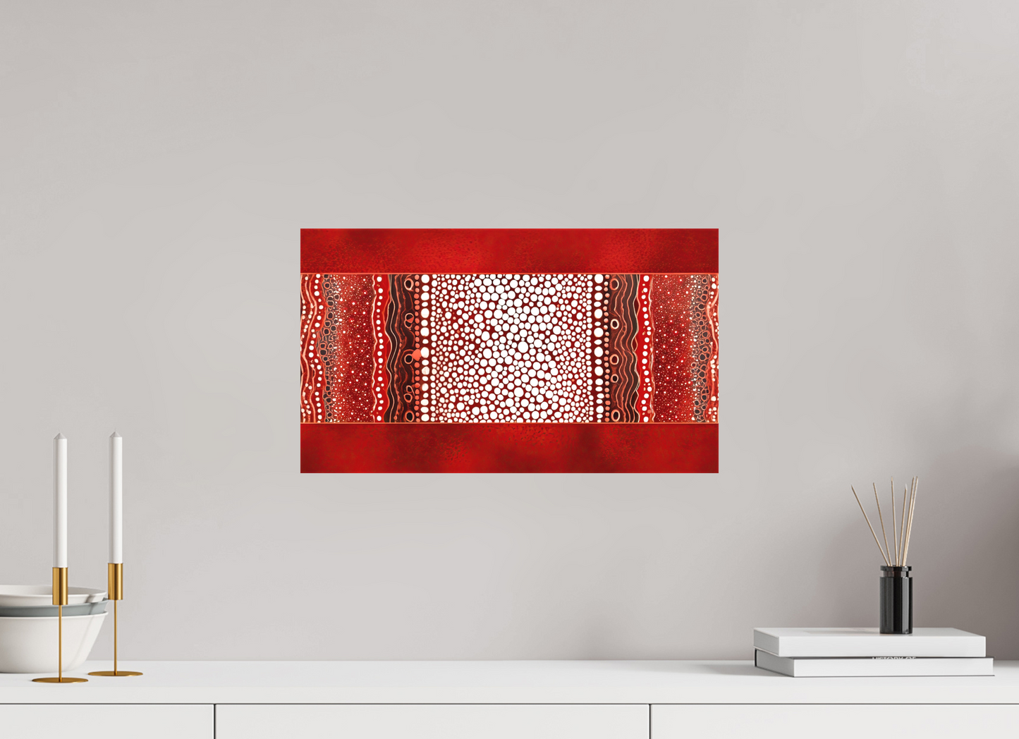 17.3 x 10″, Textile on Canvas Red Layers 1