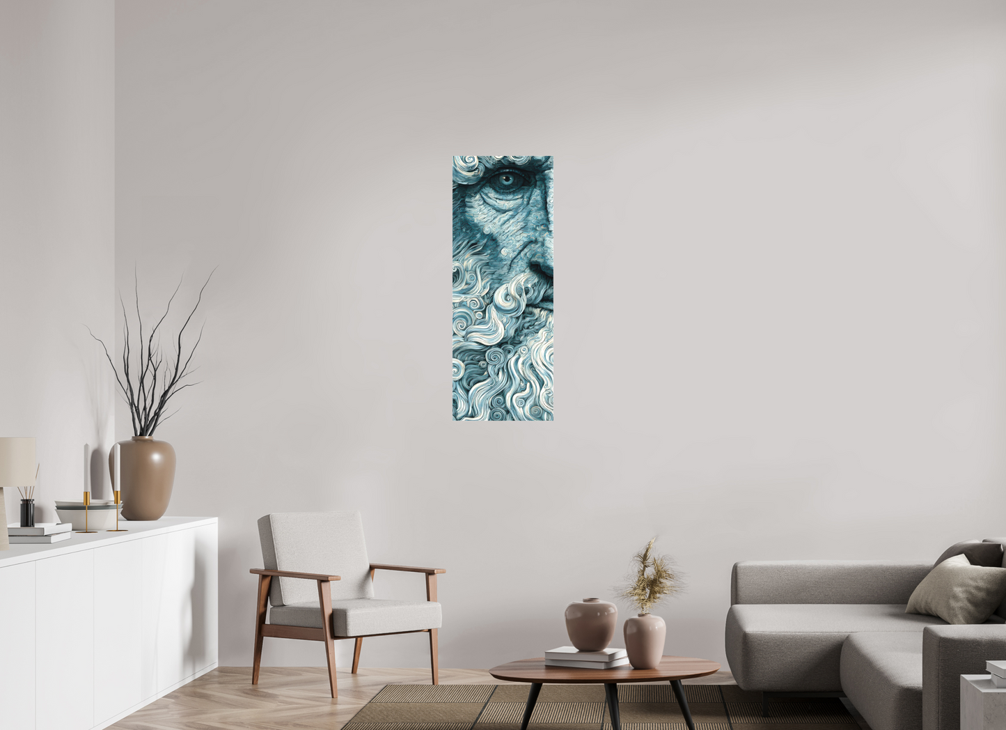 16 x 42.5″, Textile on Canvas Philosopher
