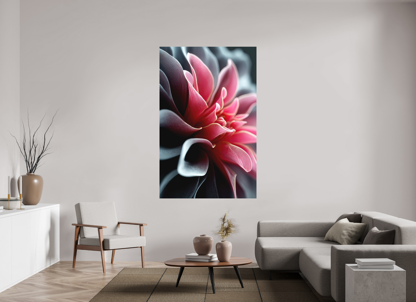 47 x 73.5″, Photo Print on Aluminum Backing Pink Flower