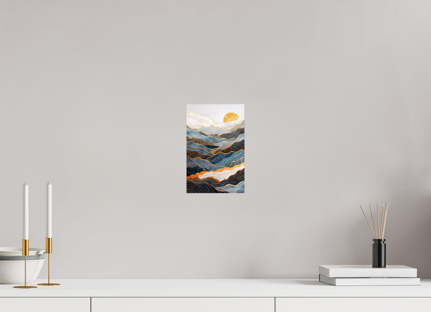 6 x 9.3″, Fine Art Print On Aluminum Dibond Abstract Art Deco Mountains