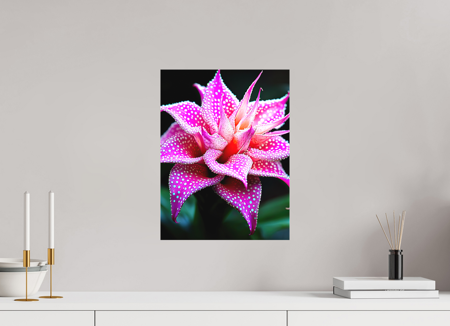 12 x 16″, Textile on Canvas Pink Mushroom Flower