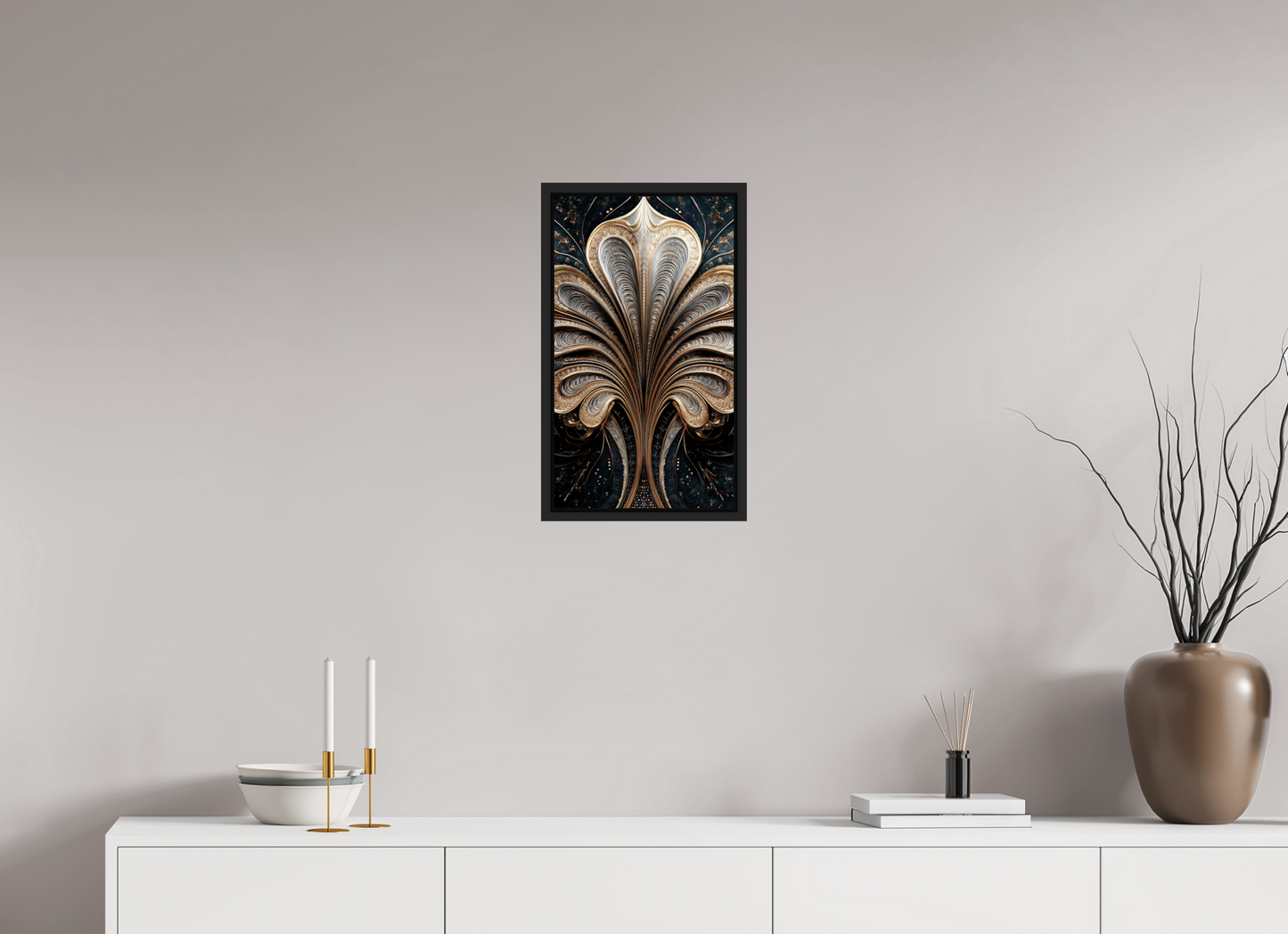 12 x 20.9″, Fine Art Print on Aluminum Dibond with Boarder Art Deco Abstract Flower 3