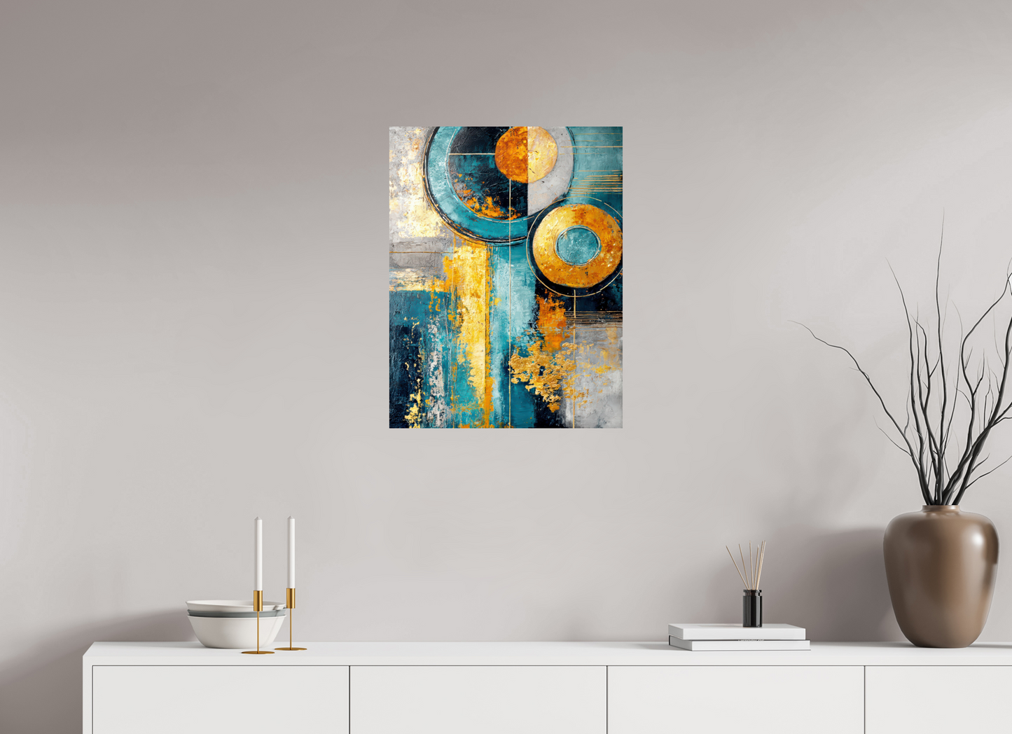 20 x 25.9″, Fine Art Print On Aluminum Dibond Abstract Gold Paint 3