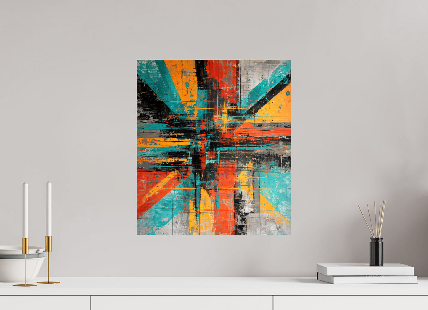 16 x 18.1″, Fine Art Print On Aluminum Dibond Abstract Paint Lines
