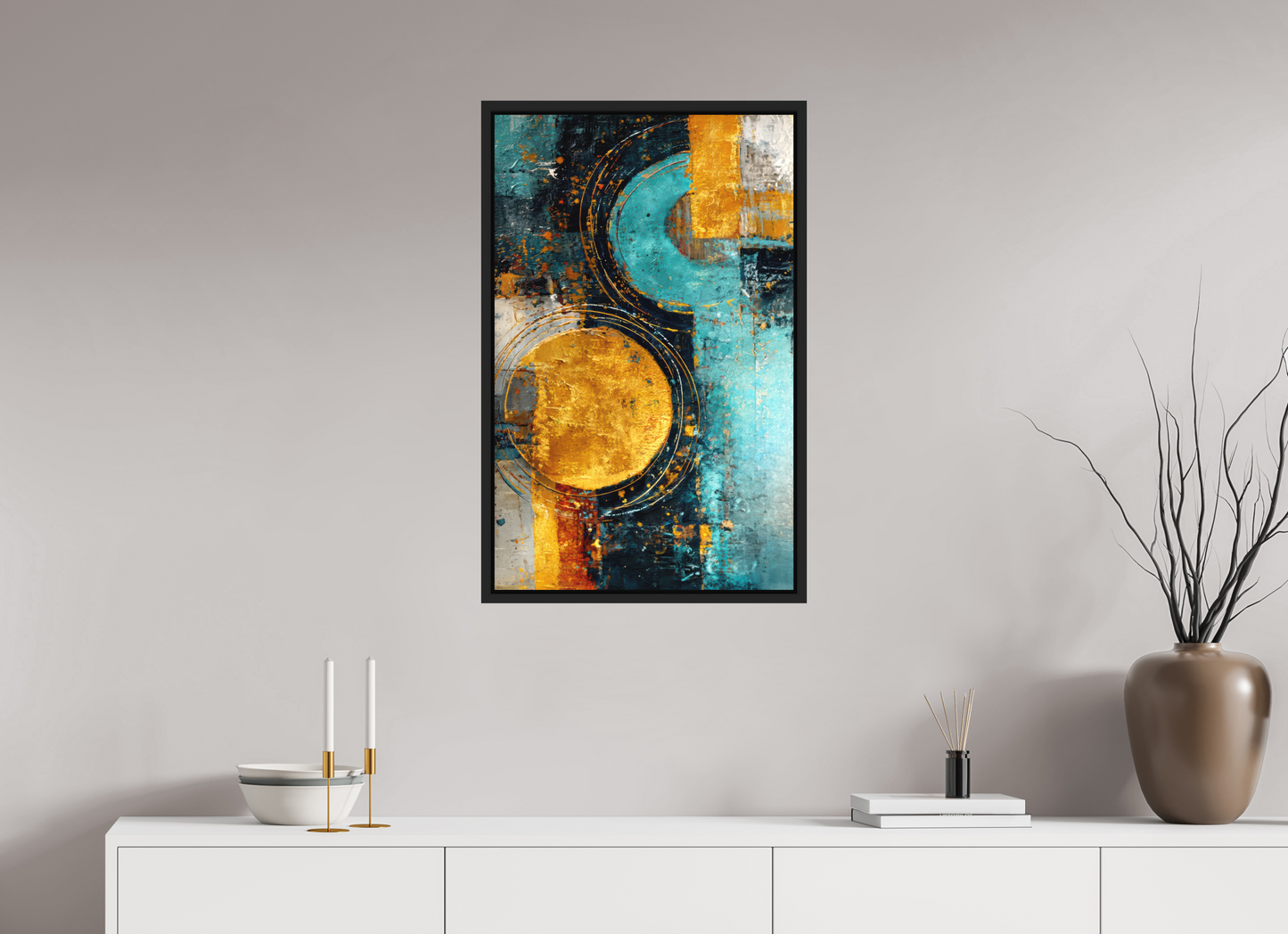 20 x 31.8″, Photo Print on Aluminum Backing with boarder Abstract Gold Paint 2