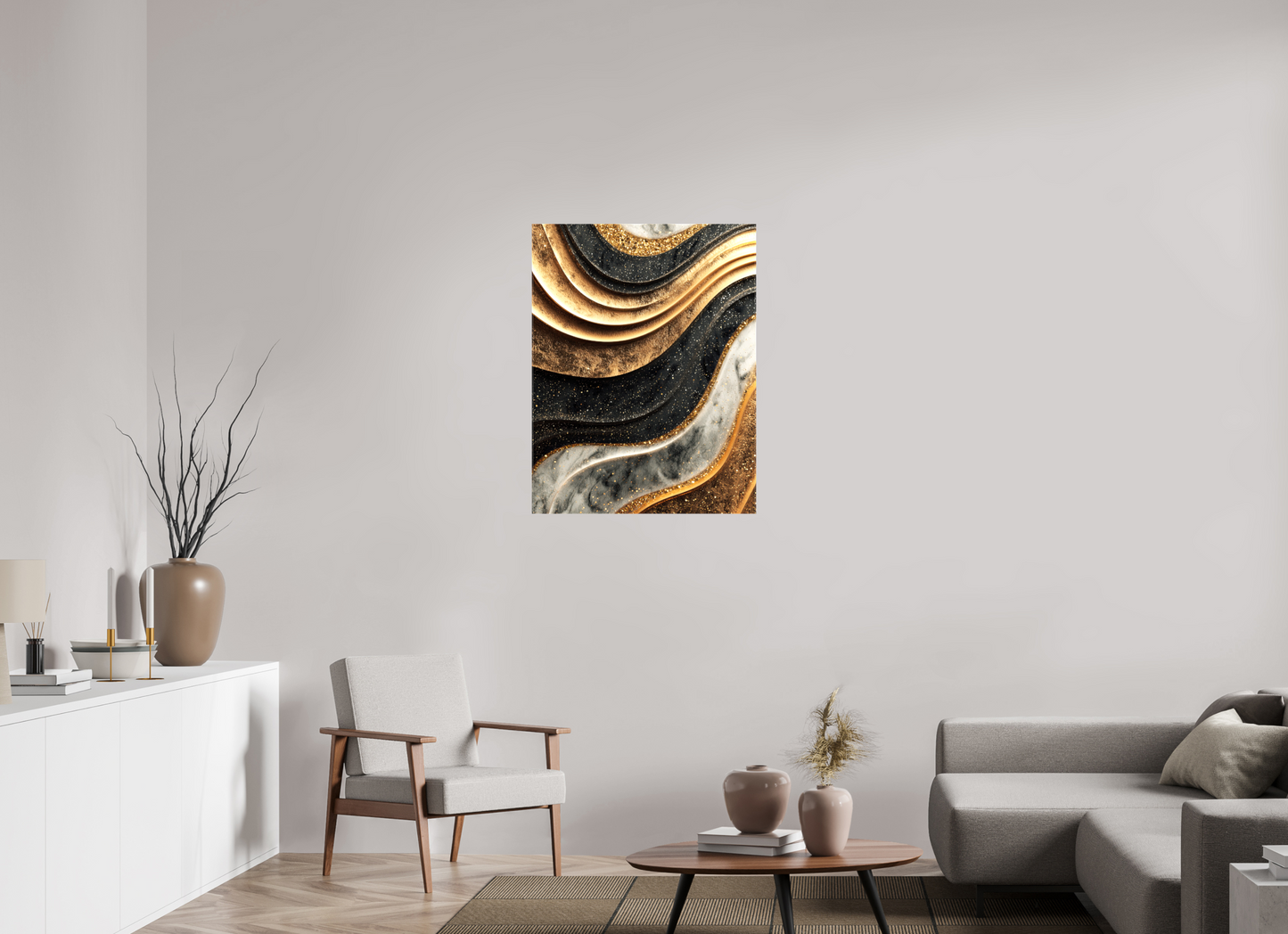 28 x 36.3″, Glossy Canvas Gold Marble Swirl