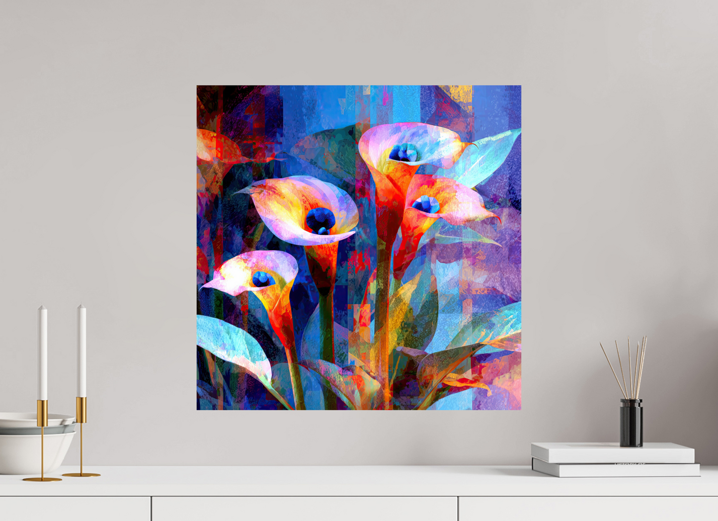 20 x 20″, Fine Art Print On Aluminum Dibond Abstract Calla Lily Flowers