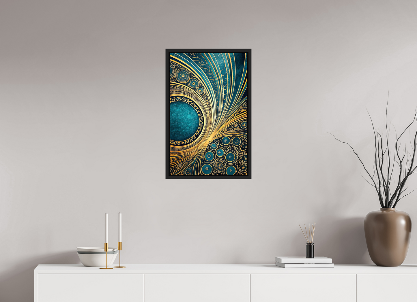 16 x 25.2″, Fine Art Print on Aluminum Dibond with Boarder Art Deco Teal 2