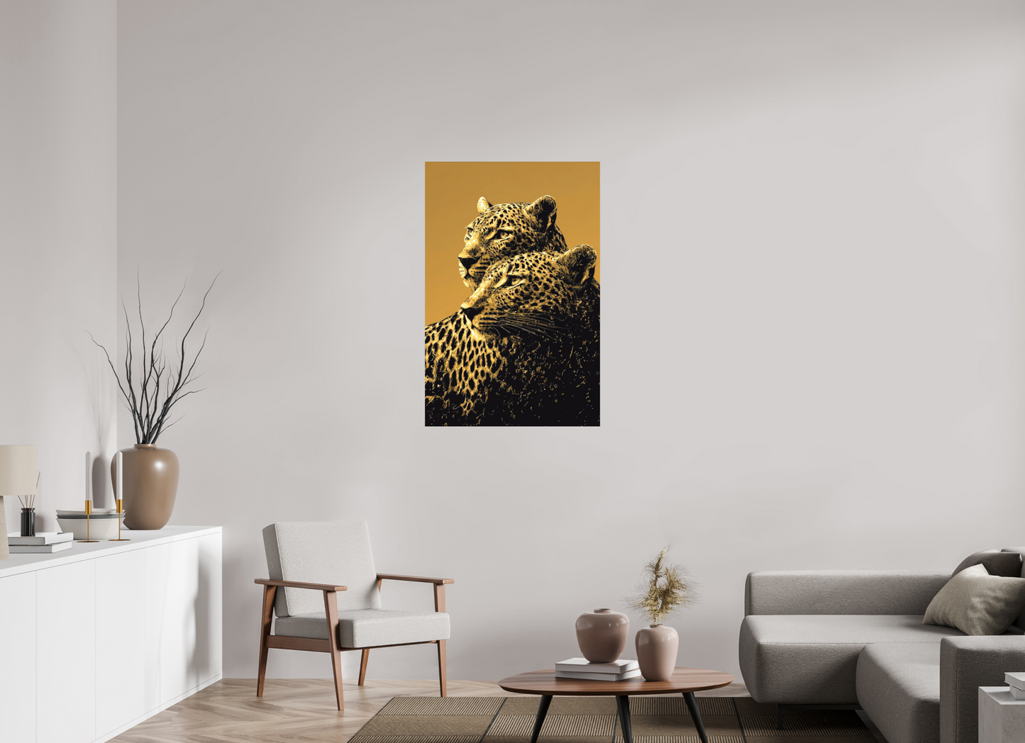28 x 42.4″, Photo Print on Aluminum Backing Desert Cheetahs
