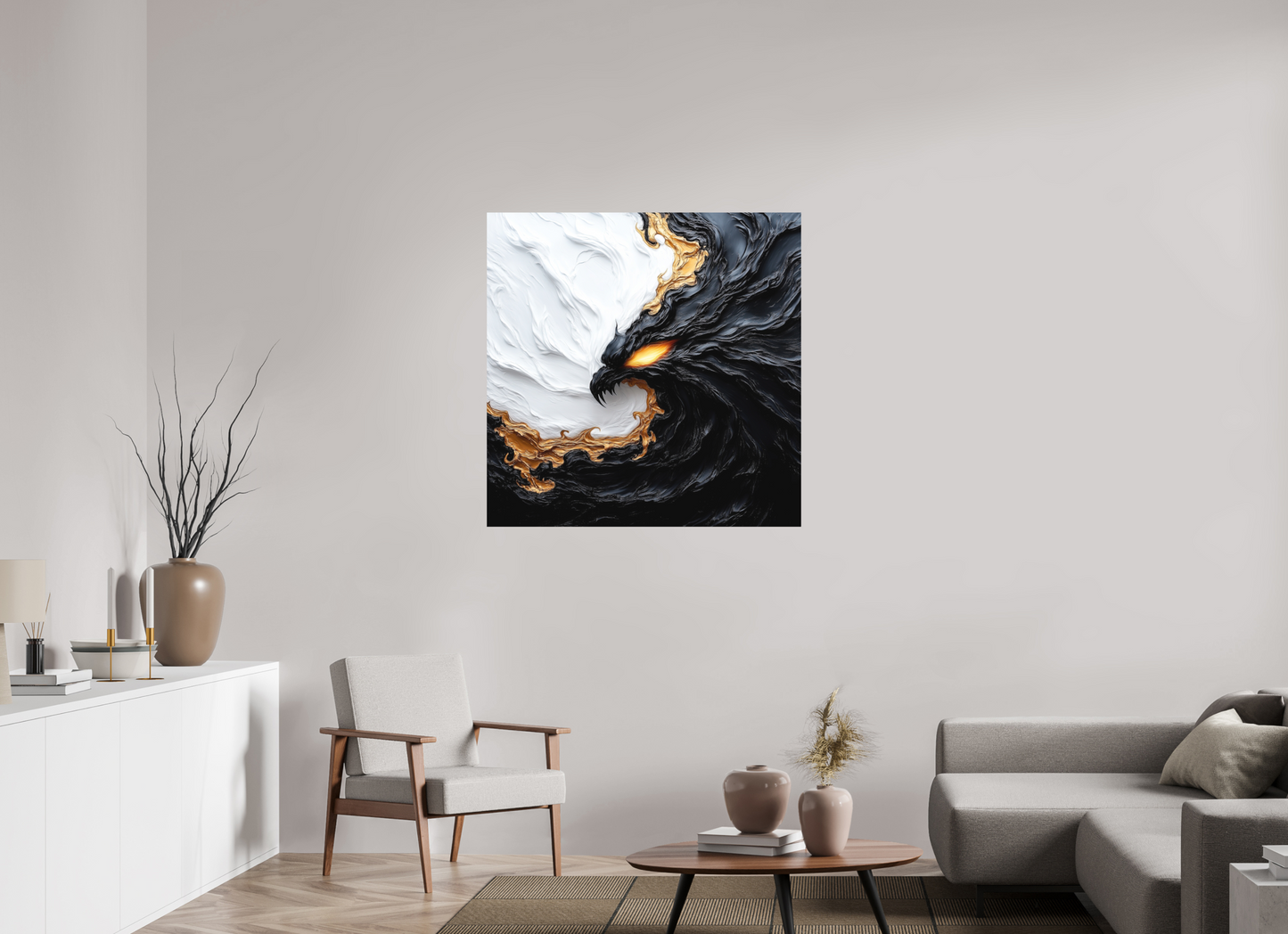 40 x 40″, Photo Print on Aluminum Backing Yin Yang Bird