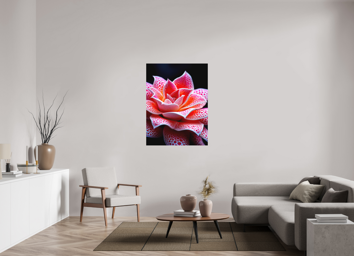 36 x 48″, Photo Print on Aluminum Backing Red Dot Flower