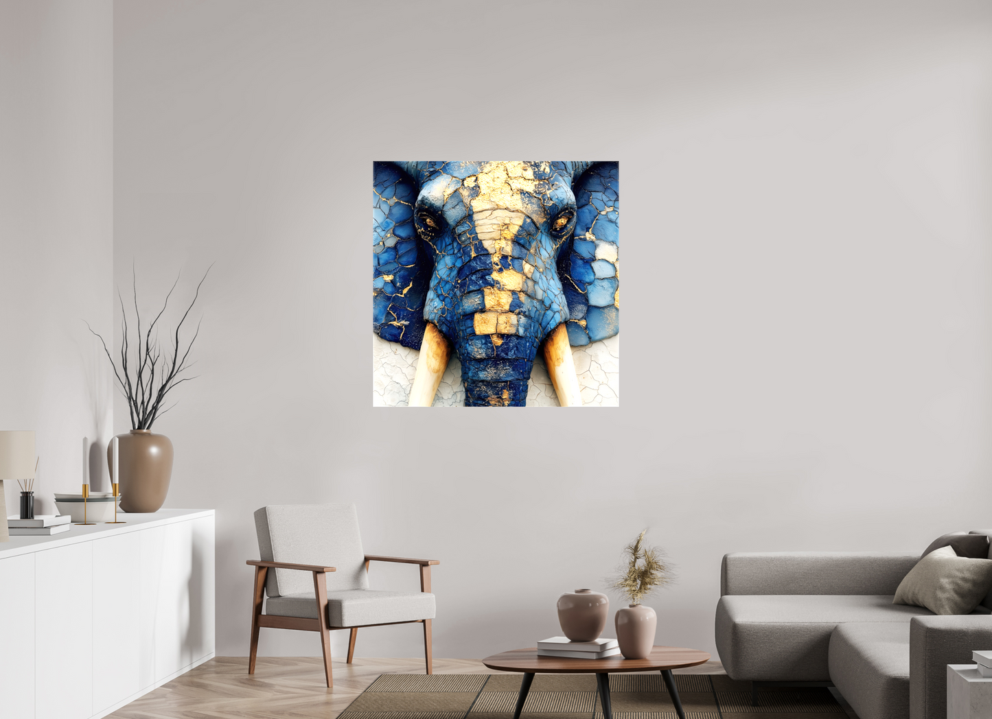40 x 40″, Glossy Canvas Elephant