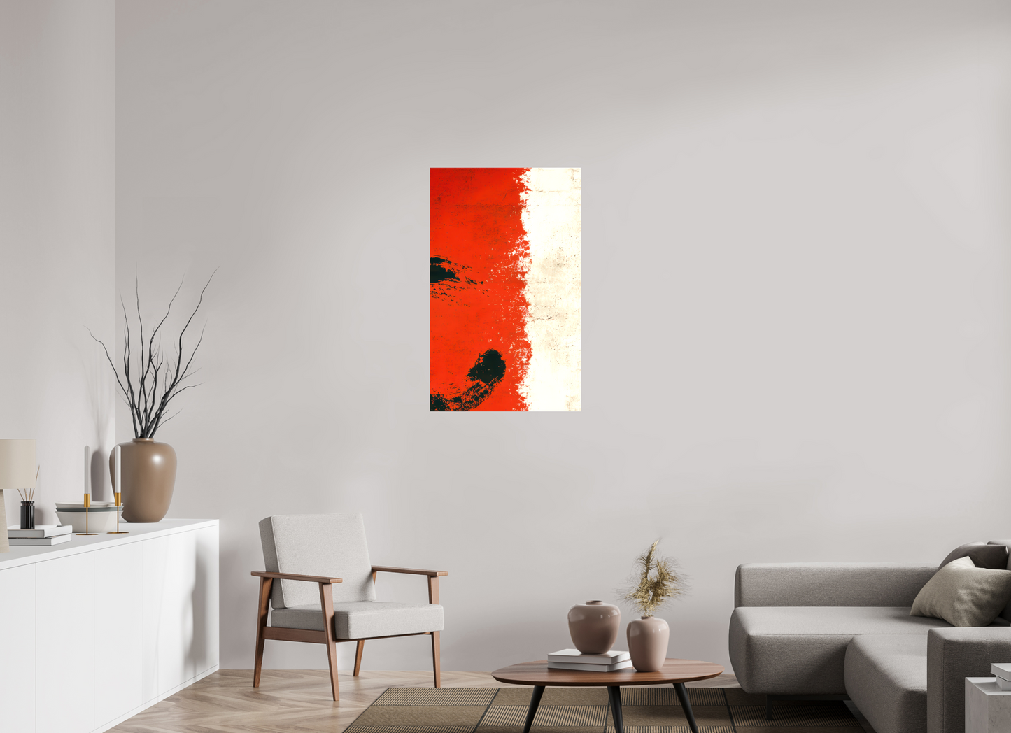 24 x 38.9″, Glossy Canvas Abstract Paint Brush Circle Right