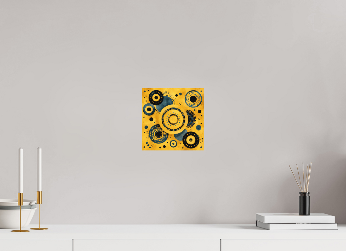 8 x 8″, Photo Print on Aluminum Backing Yellow & Blue