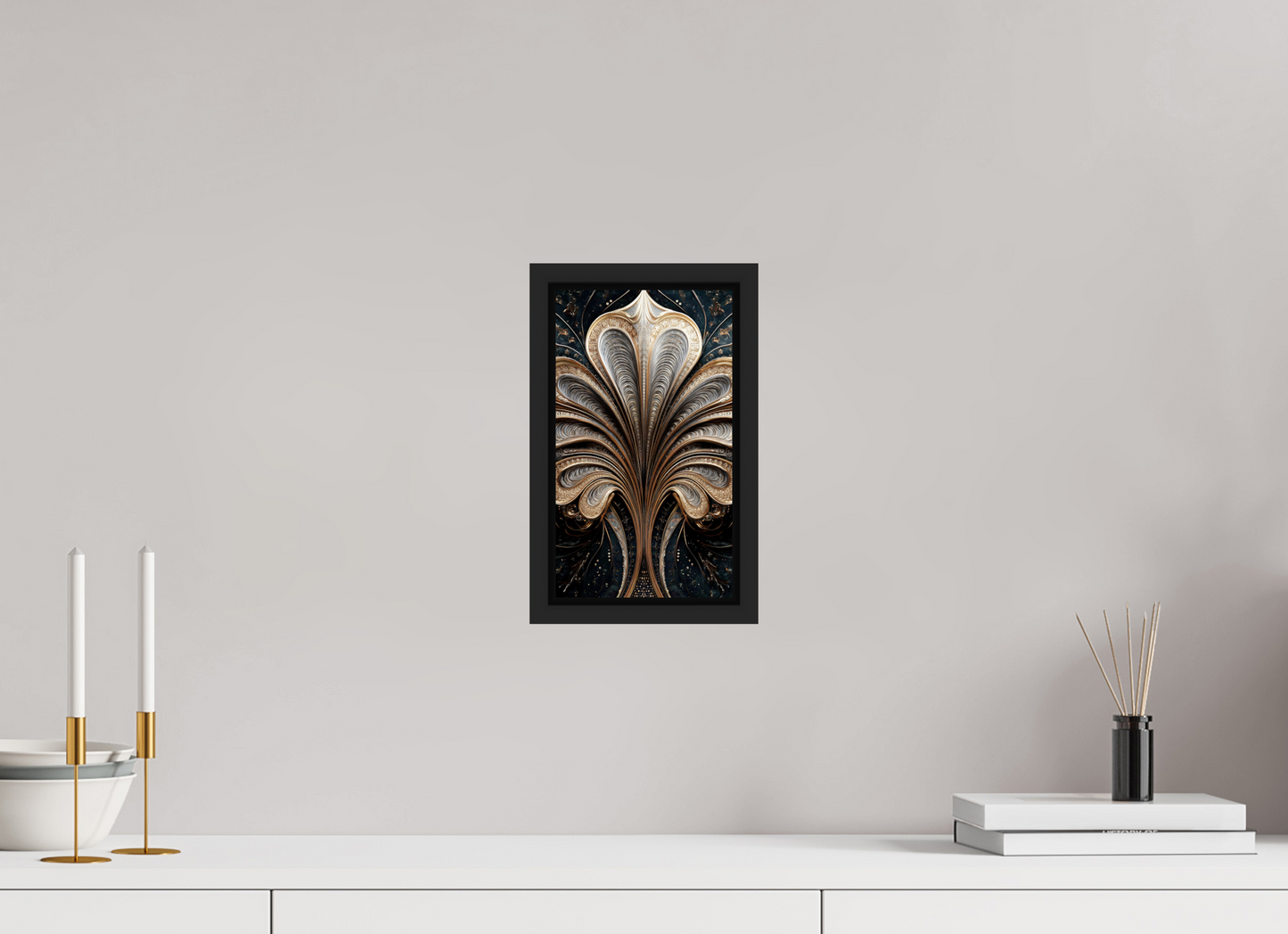 6 x 10.4″, Fine Art Print on Aluminum Dibond with Boarder Art Deco Abstract Flower 3