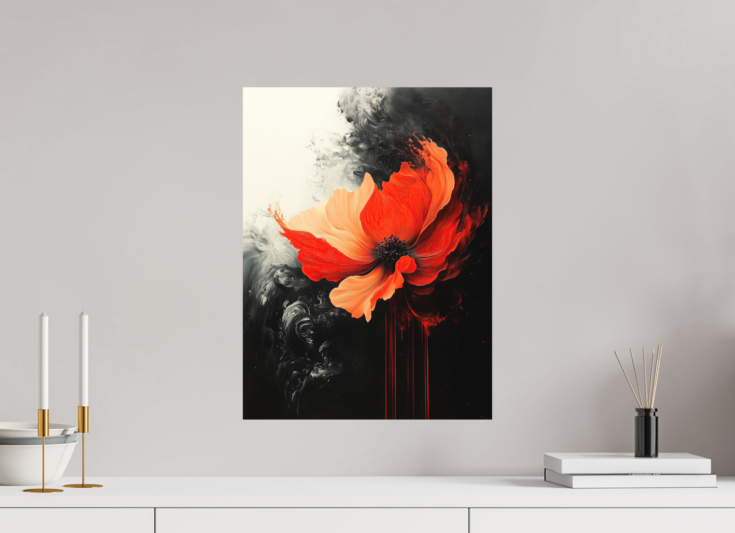 15 x 20″, Photo Print on Aluminum Backing Red Flower