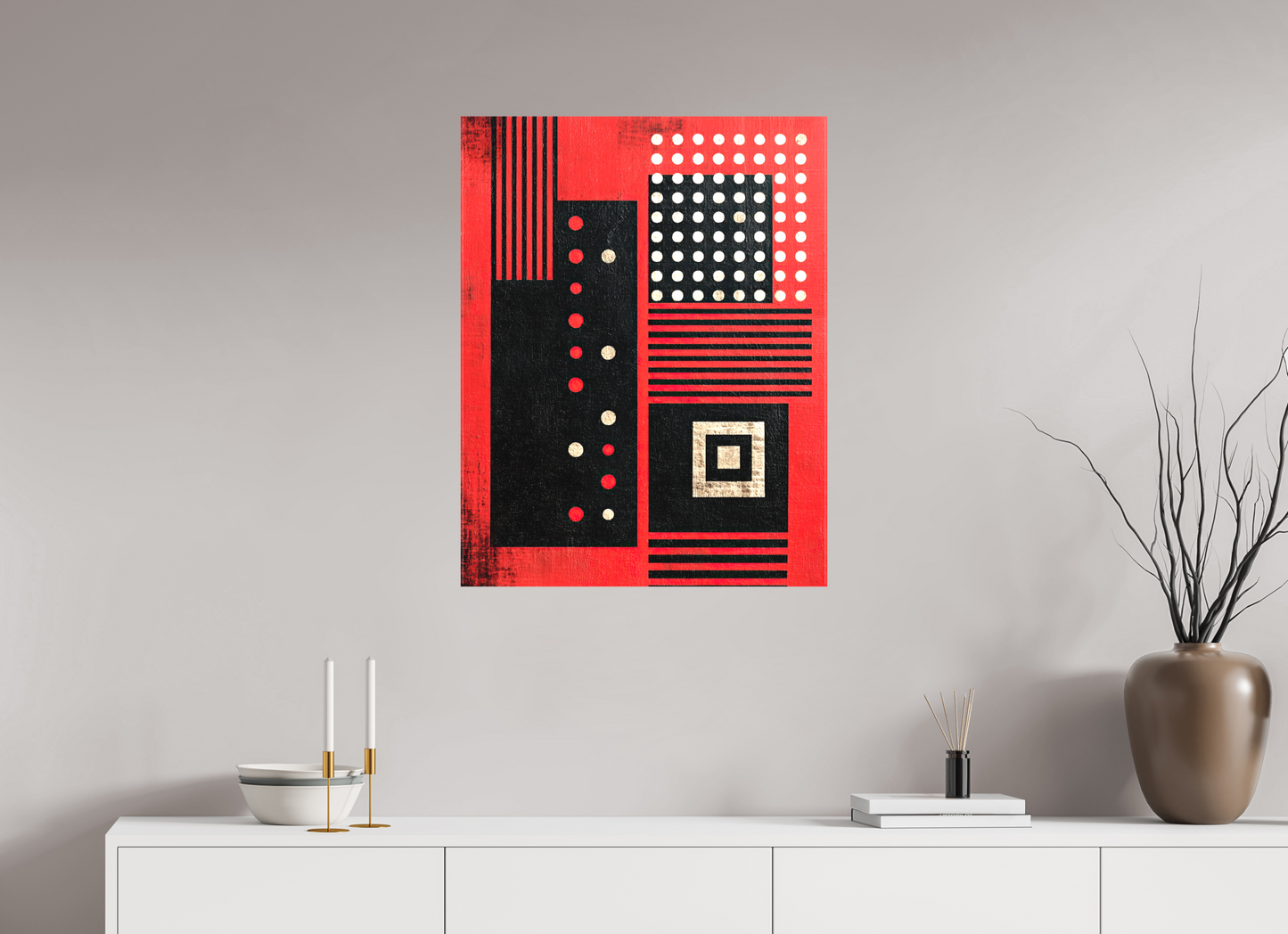 24 x 30.9″, Textile on Canvas Abstract Barcode 2