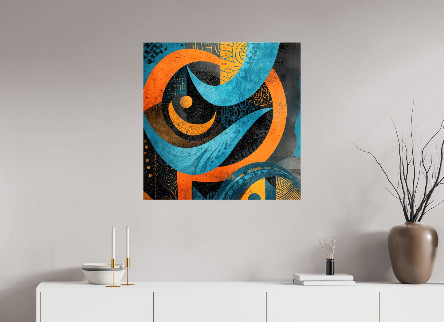 30 x 30″, Glossy Canvas Abstract Tribal 2