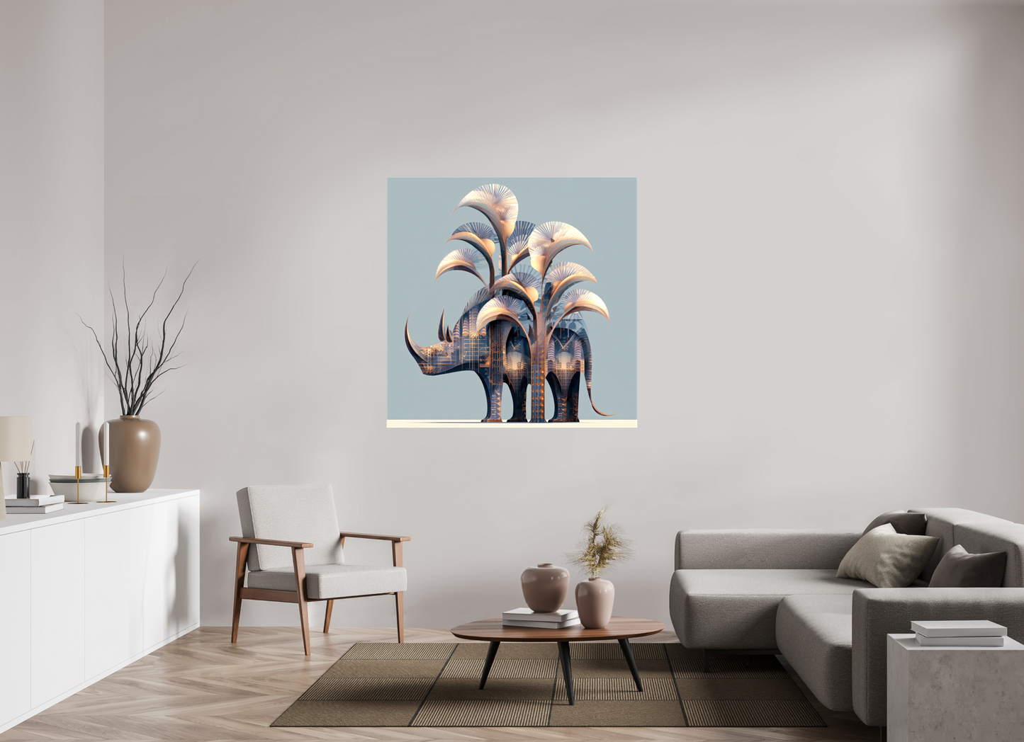 50 x 50″, Glossy Canvas Abstract Rhino