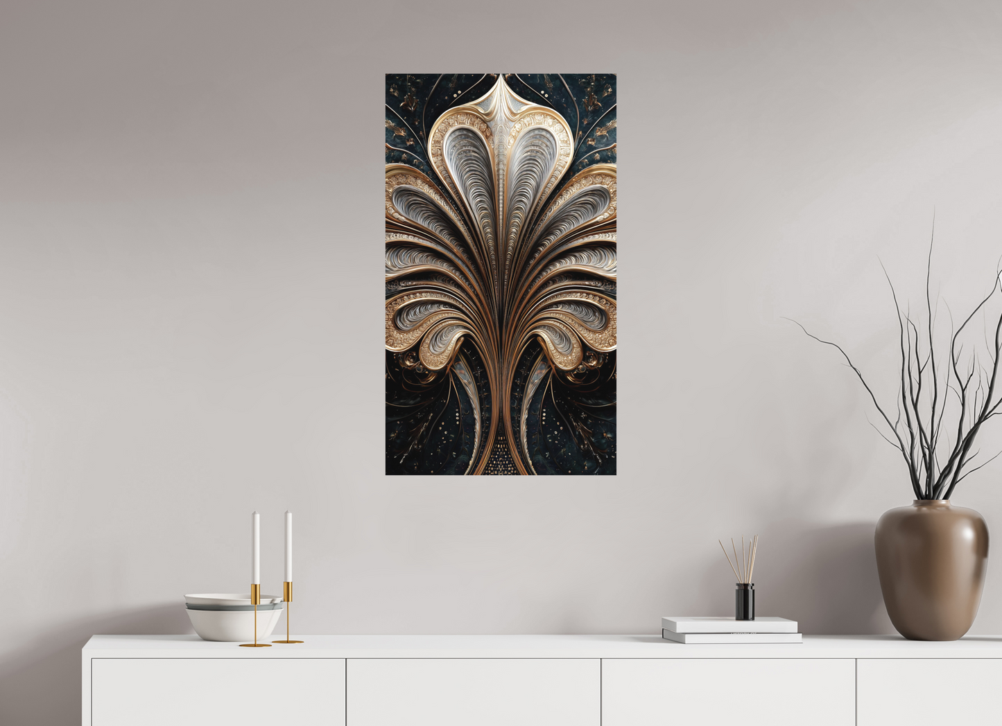 20 x 34.8″, Photo Print on Aluminum Backing Art Deco Abstract Flower 3