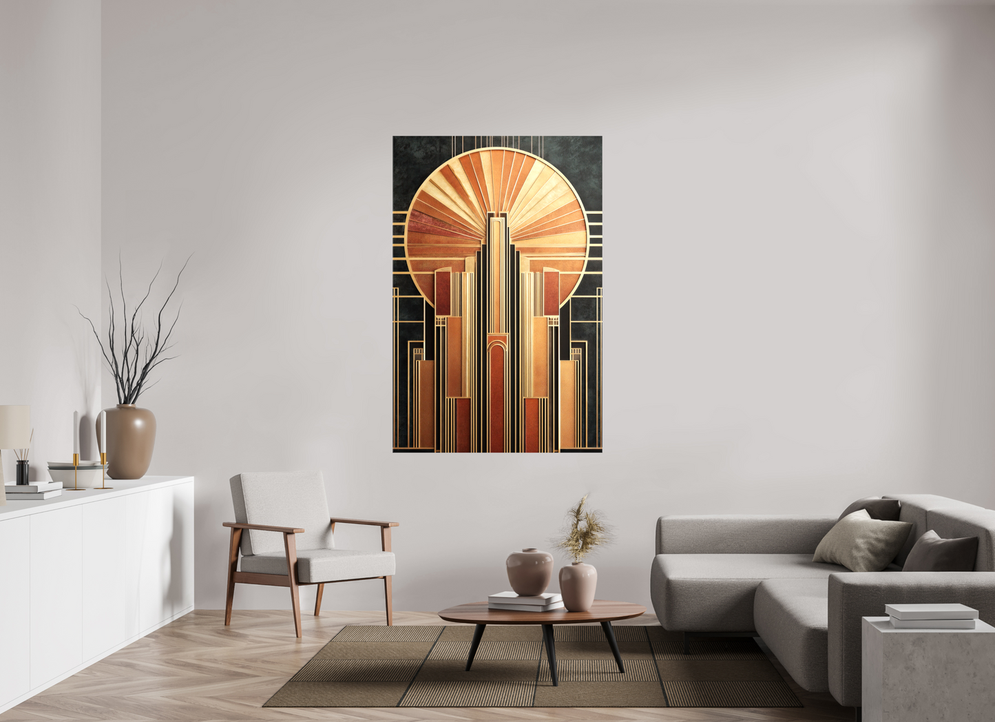 43 x 65.1″, Glossy Canvas Art Deco City 2