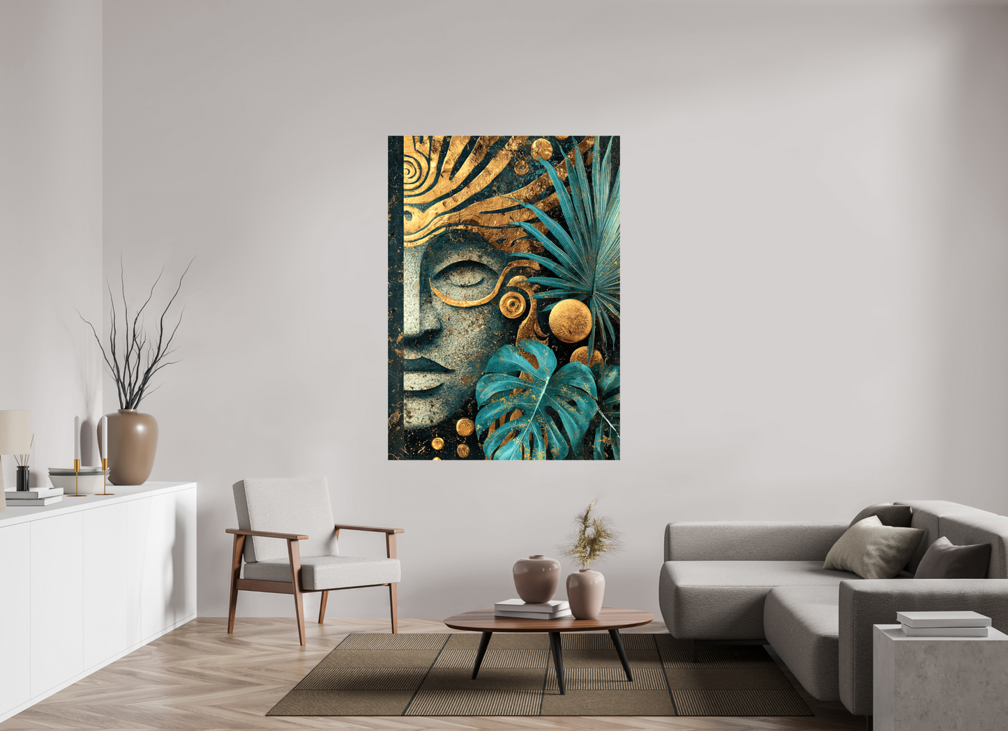 47 x 65.9″, Glossy Canvas Ancient Face 2