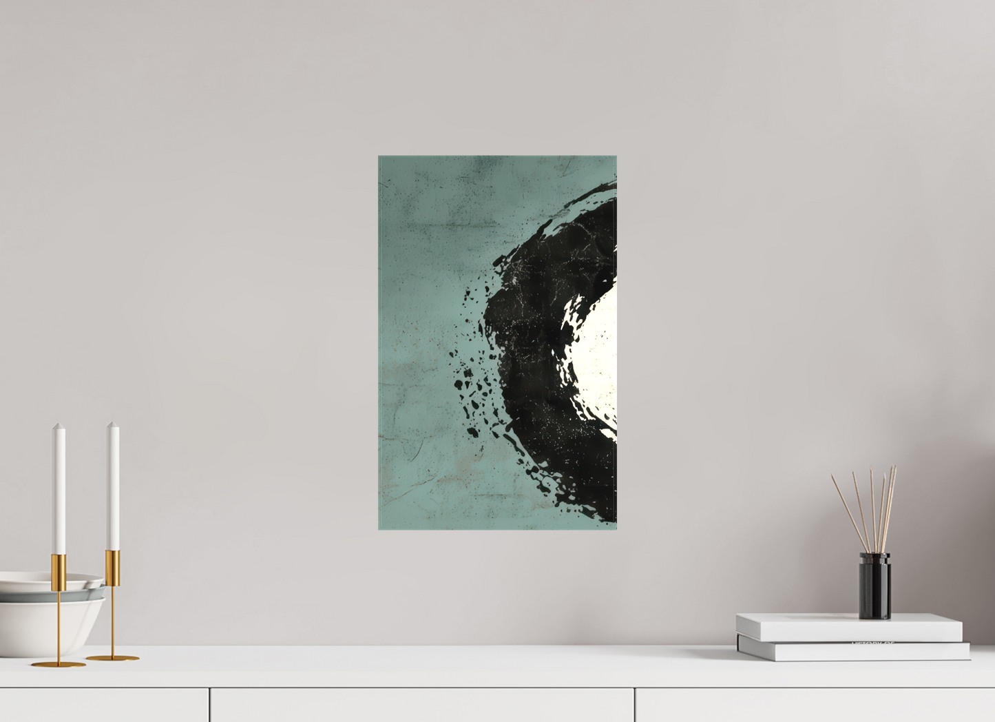10 x 15.9″, Textile on Canvas Abstract Paint Brush Circle Left