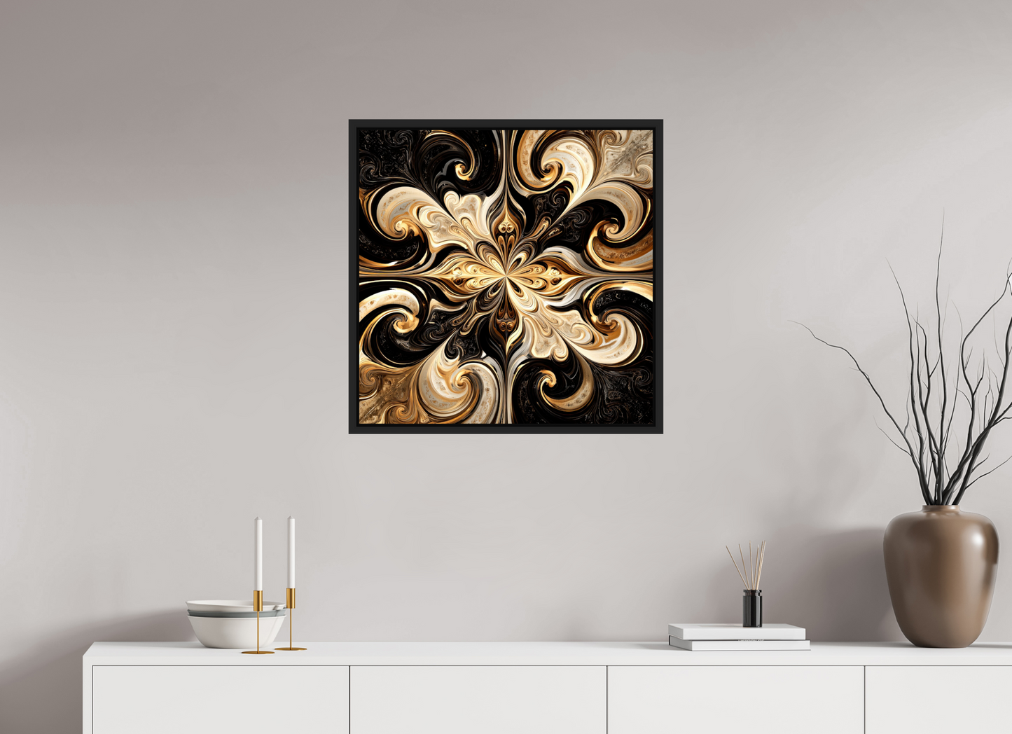 25 x 25″, Fine Art Print on Aluminum Dibond with Boarder Coffee & Cream