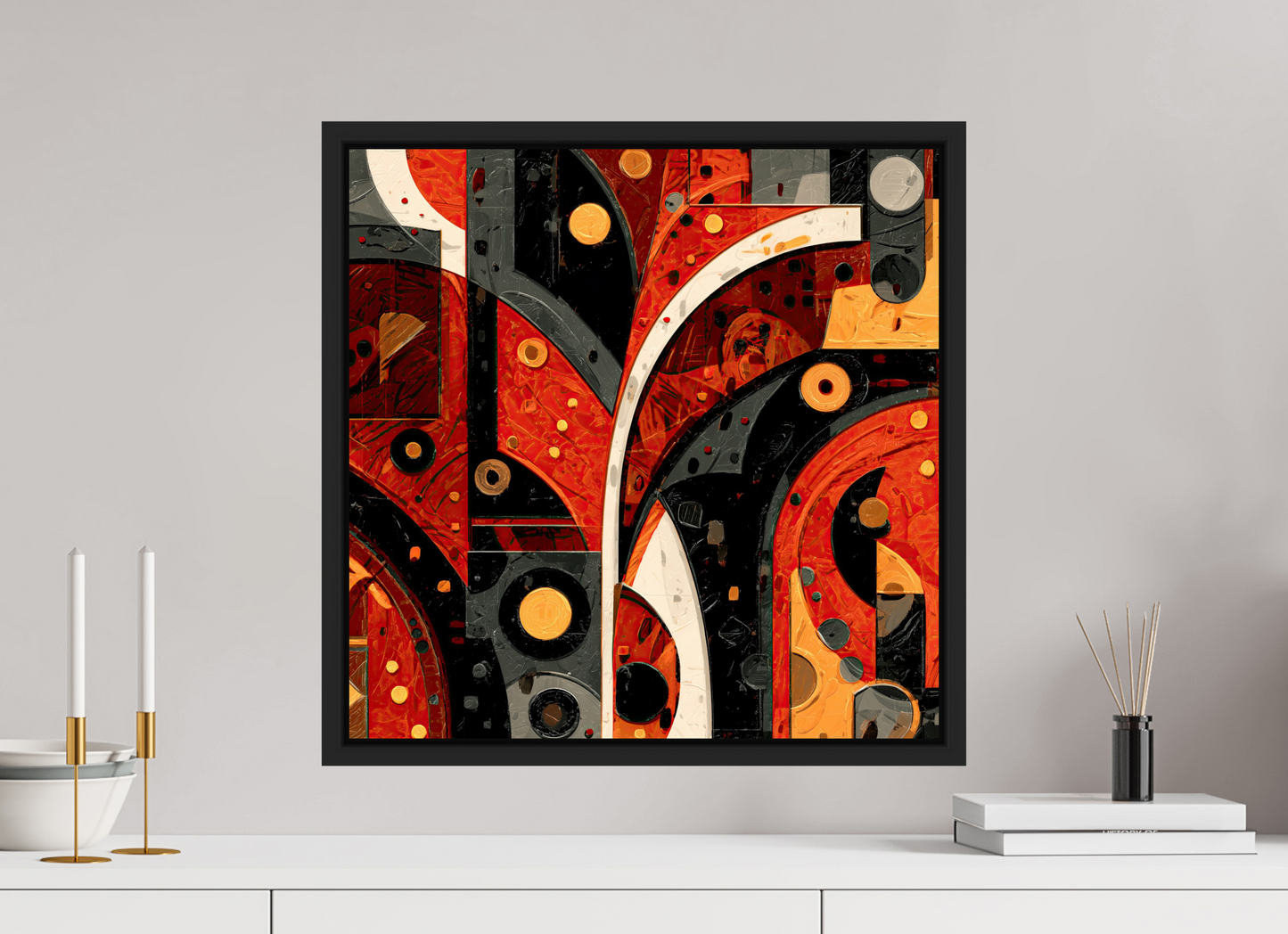 20 x 20″, Fine Art Print on Aluminum Dibond with Boarder Abstract Chaos