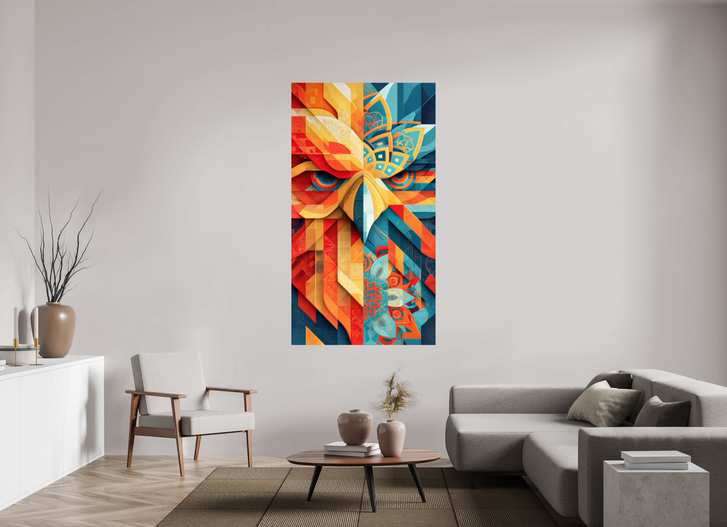 40 x 72.8″, Fine Art Print On Aluminum Dibond Abstract Warm & Cold Eagle