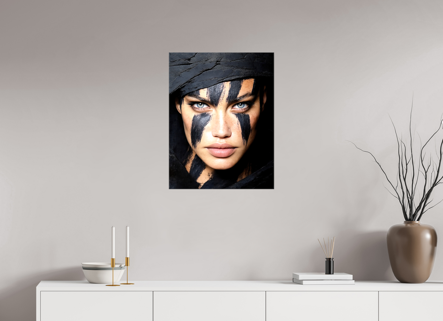 20 x 26.1″, Glossy Canvas Charcoal Woman