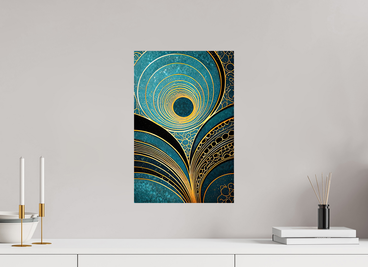12 x 18.3″, Fine Art Print On Aluminum Dibond Art Deco Teal 1