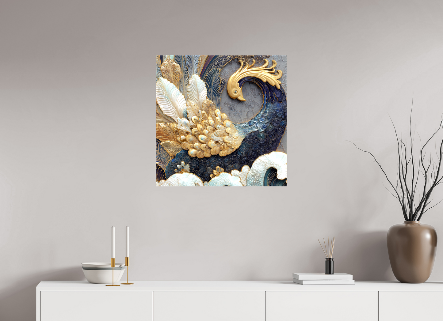 25 x 25″, Glossy Canvas Swan 2