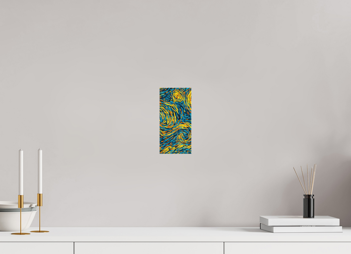 4 x 8.4″, Photo Print on Aluminum Backing Abstract Blue & Yellow Swirls