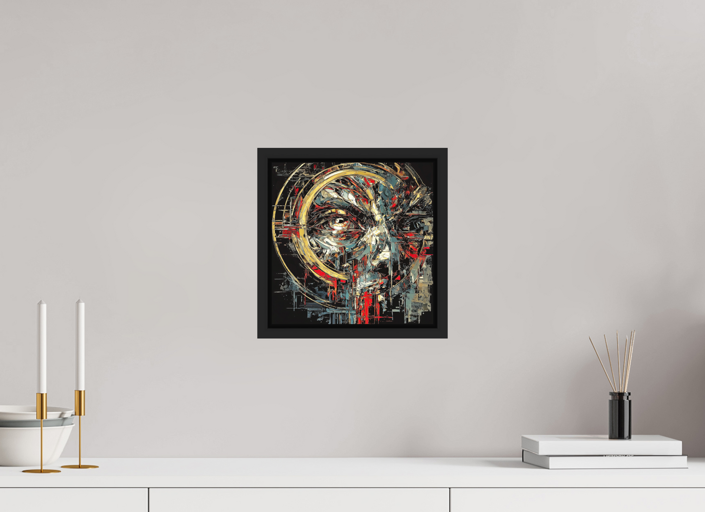 10 x 10″, Photo Print on Aluminum Backing with boarder Abstract Male Eye