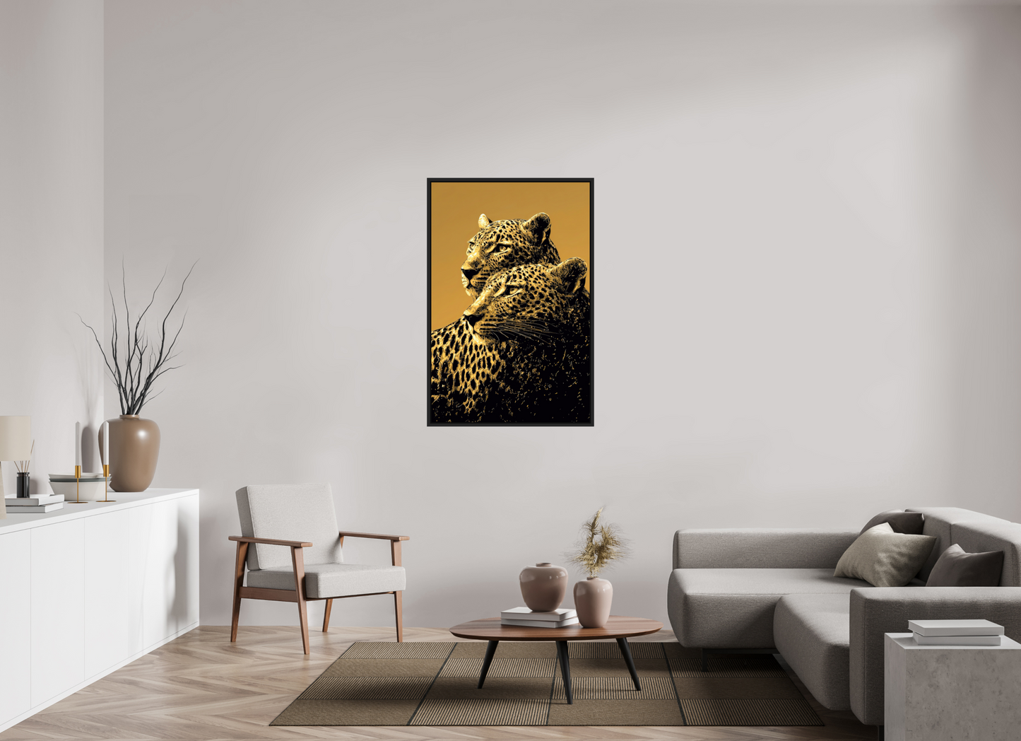 32 x 48.4″, Fine Art Print on Aluminum Dibond with Boarder Desert Cheetahs