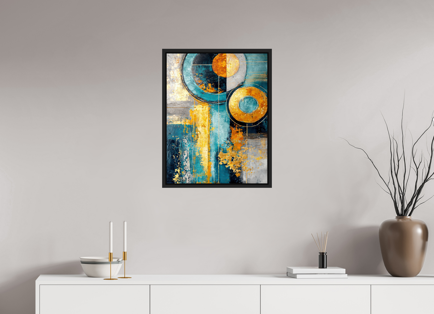 20 x 25.9″, Fine Art Print on Aluminum Dibond with Boarder Abstract Gold Paint 3