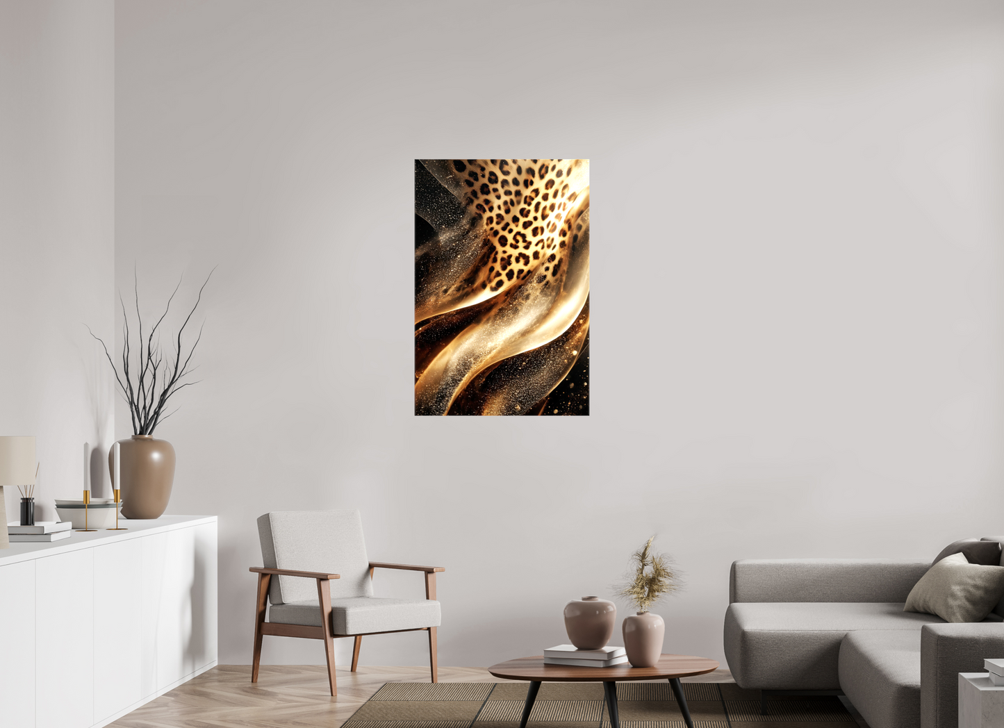 28 x 41.3″, Glossy Canvas Leopard Swirl