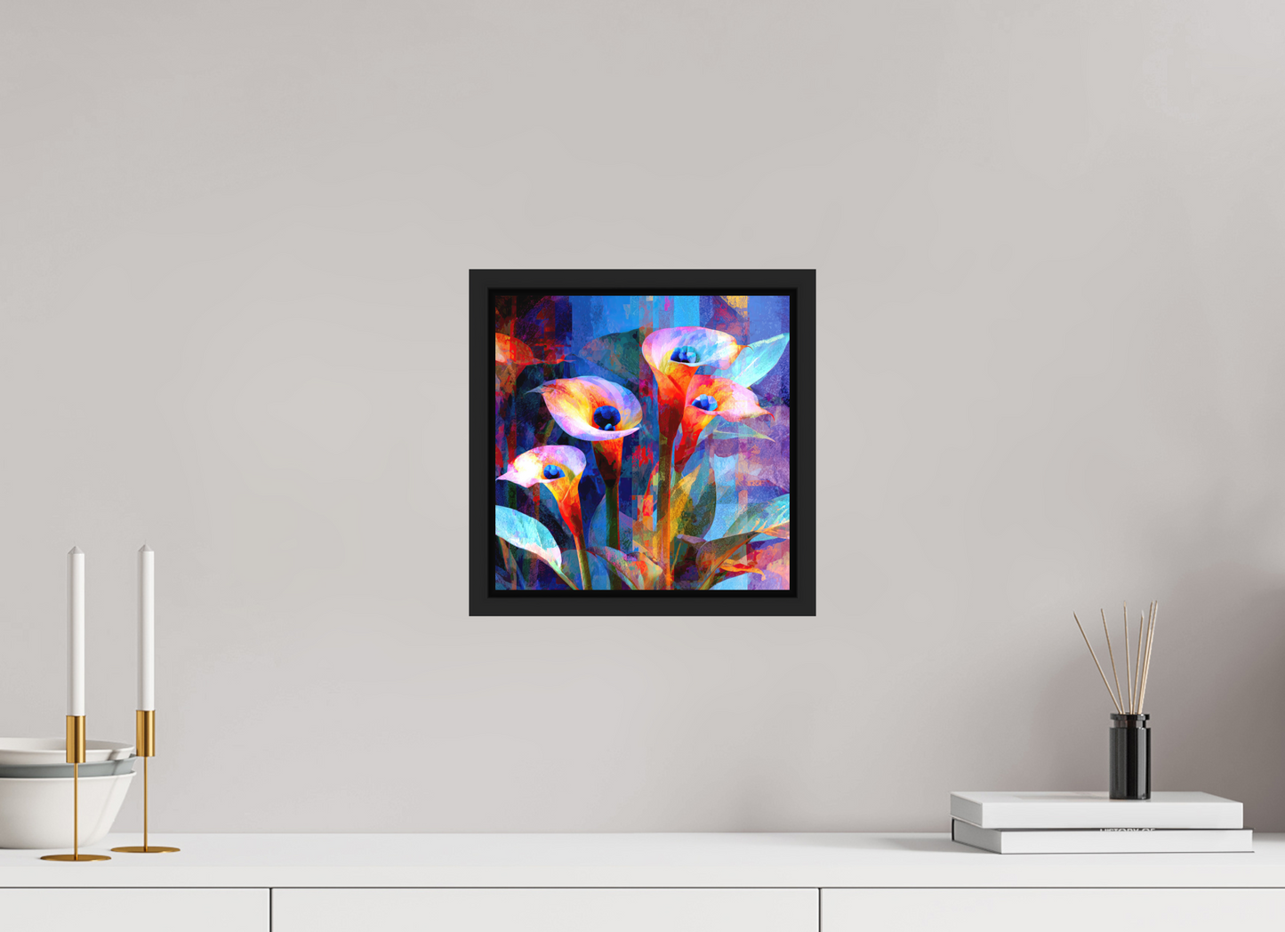 10 x 10″, Photo Print on Aluminum Backing with boarder Abstract Calla Lily Flowers