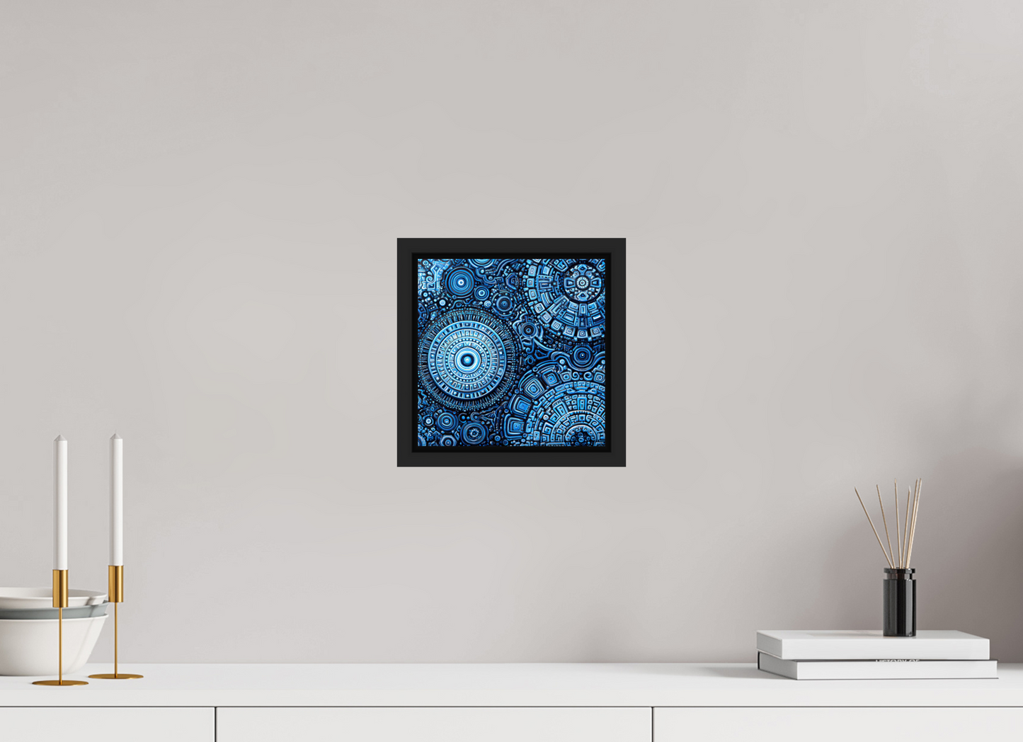 8 x 8″, Fine Art Print on Aluminum Dibond with Boarder Ancient Blue