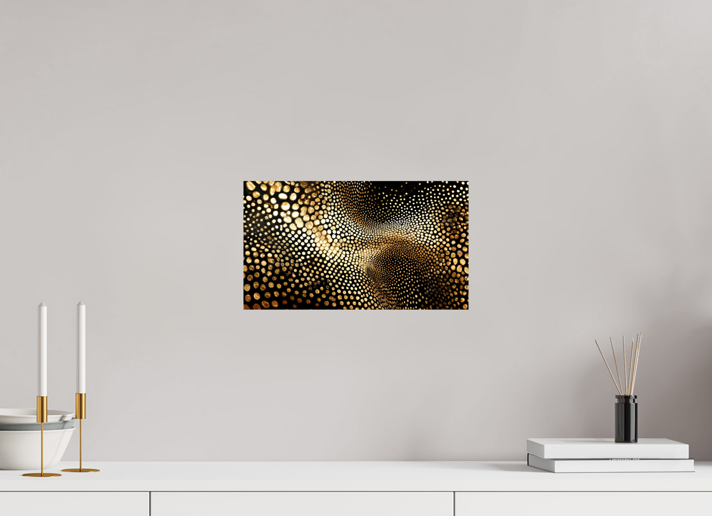 14 x 8″, Fine Art Print On Aluminum Dibond Gold Dot Wave
