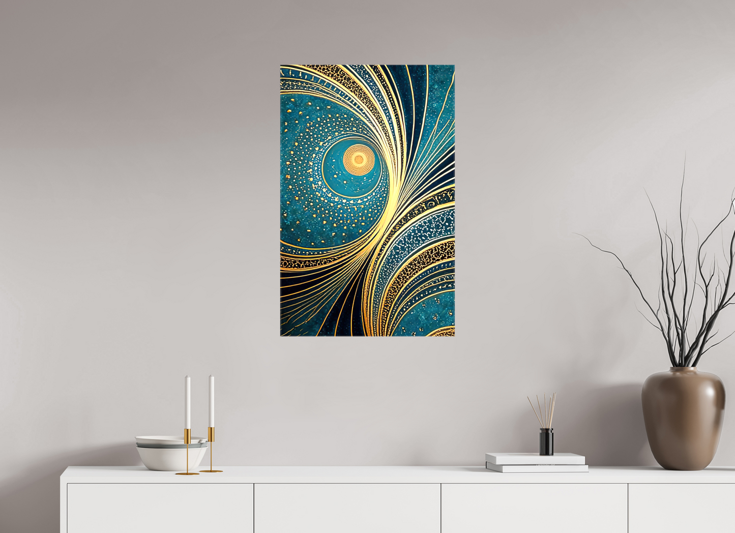 20 x 31.3″, Glossy Canvas Art Deco Teal 3