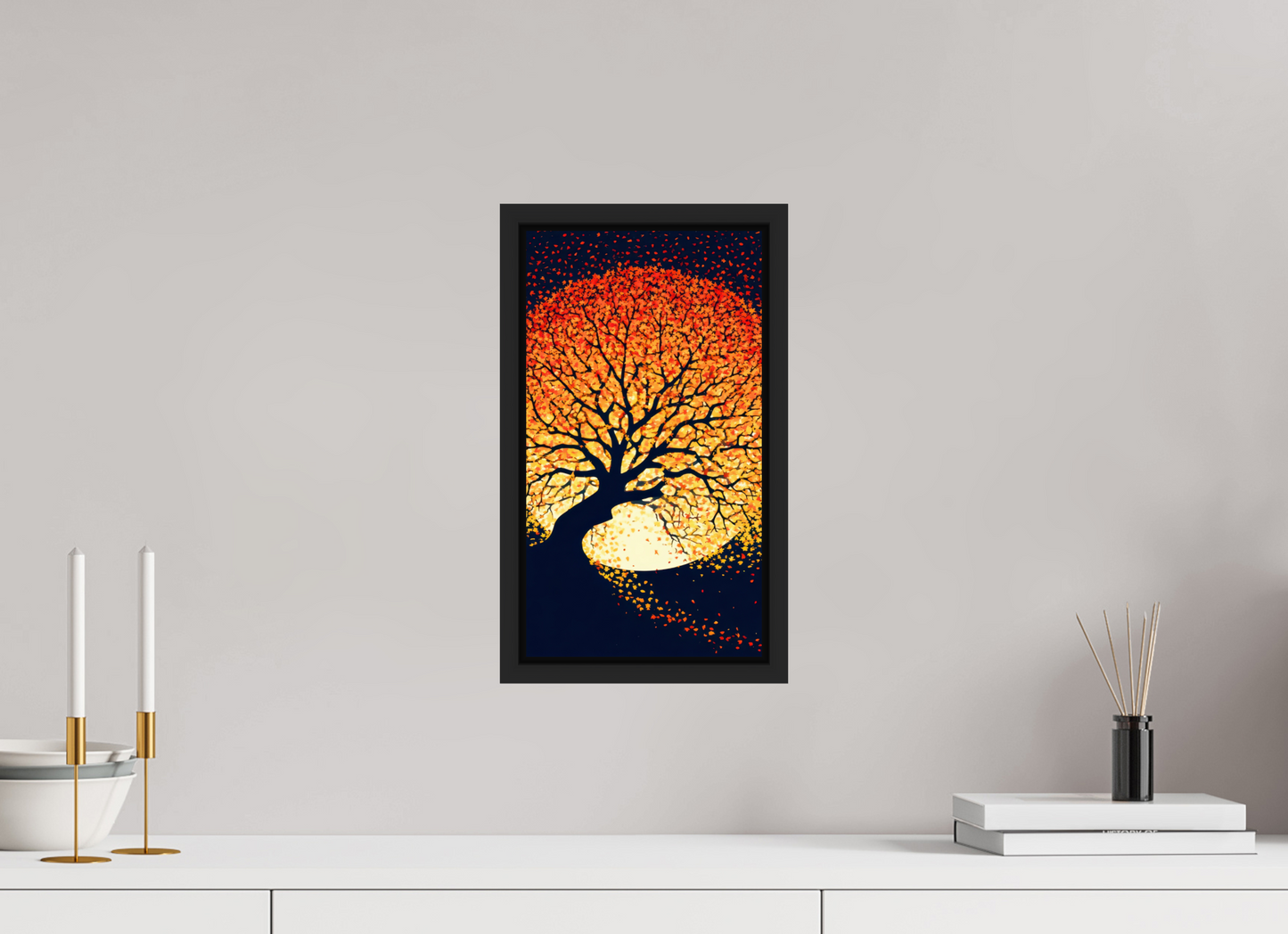 8 x 14.4″, Fine Art Print on Aluminum Dibond with Boarder Autumn Moon