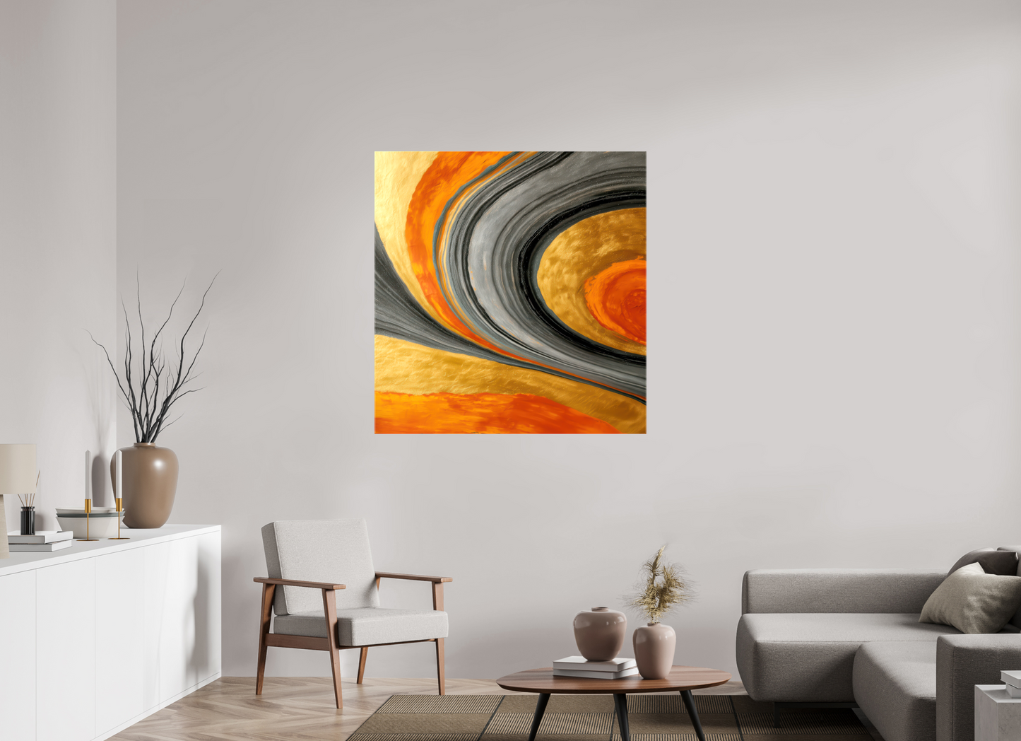 43 x 44.7″, Glossy Canvas Abstract Gold Geode 2