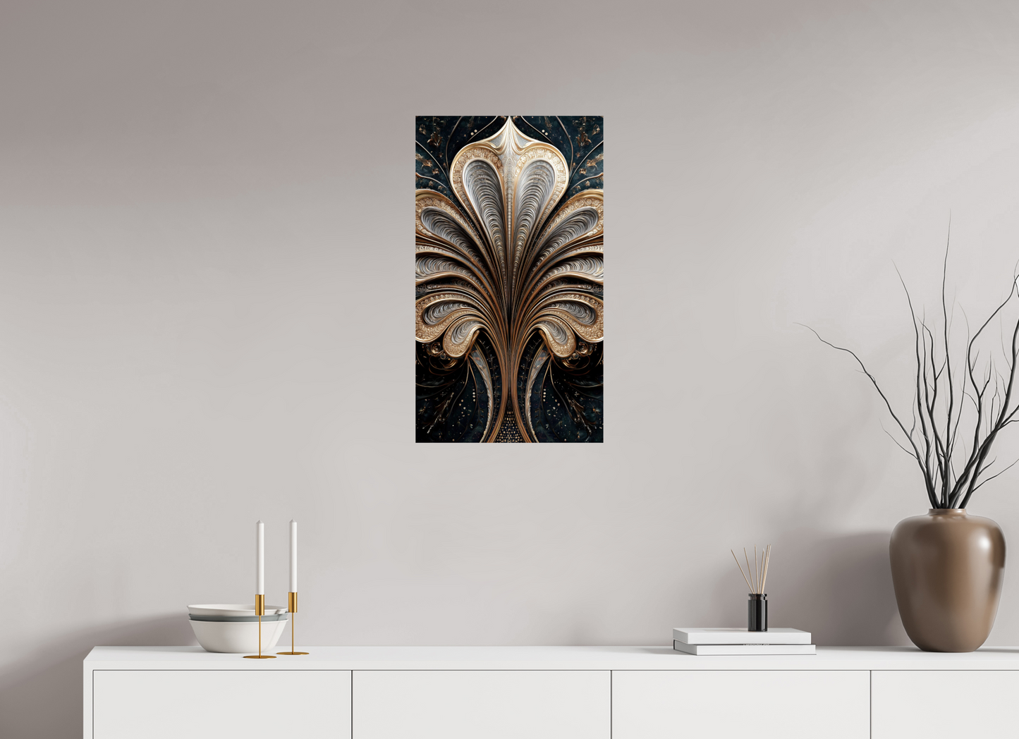 16 x 27.8″, Fine Art Print On Aluminum Dibond Art Deco Abstract Flower 3